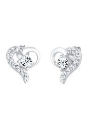 Elli Damskie kolczyki sztyfty serce z kryształami w srebrze próby 925 Sterling Silver Kolczyki 1 ct. Szare kolczyki damskie Elli, z kryształem, srebrne, na sztyftcie. Za 203.99 zł.