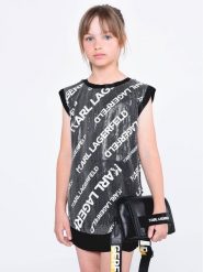 Karl Lagerfeld Kids Sukienka elegancka Z12242 S Czarny Regular Fit. Czarne sukienki dziewczęce Karl Lagerfeld Kids, bez wzorów, z wiskozy, bez ramiączek, proste. Za 649.99 zł.