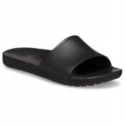 Klapki Dla Dorosłych Crocs Kadee Slide. Czarne klapki damskie Crocs, bez wzorów, z materiału, bez obcasa, bez zapięcia. Za 89.99 zł.