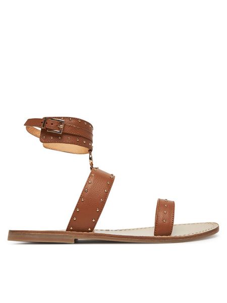 TWINSET Sandały 251GCJ04C Brązowy. Brązowe sandały damskie Twinset, bez wzorów, ze skóry, bez obcasa, na płaskiej podeszwie, bez zapięcia. Za 679.99 zł.