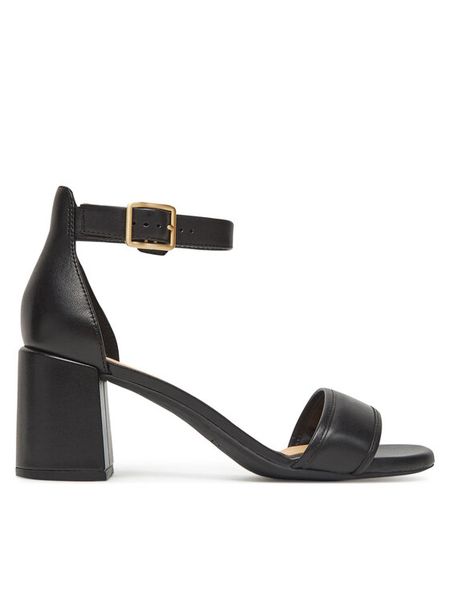 Clarks Sandały Ezoria Mae 26181295 Czarny. Czarne sandały damskie Clarks, bez wzorów, ze skóry, bez obcasa, na słupku, bez zapięcia. Za 399.99 zł.
