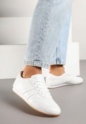 Białe Sznurowane Sneakersy w Stylu Tenisówek Liavessa. Białe obuwie sportowe damskie Born2be, z jeansu, bez zapięcia, tenisowe. Za 74.99 zł.
