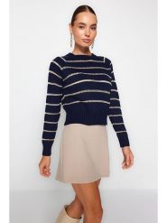 Trendyol Sweter w kolorze granatowo-beżowym rozmiar: M. Brązowe swetry klasyczne damskie Trendyol, m, ze splotem, bez kołnierzyka. Za 100.99 zł.