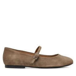 Baleriny Geox. Brązowe balerinki damskie Geox, bez wzorów. Za 449.99 zł.