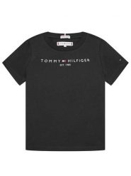 Tommy Hilfiger T-Shirt Essential KS0KS00210 Czarny Regular Fit. Czarne t-shirty i koszulki chłopięce Tommy Hilfiger, bez wzorów, z bawełny, bez kołnierzyka, bez ramiączek. Za 99.99 zł.