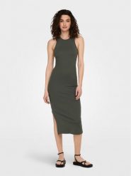 ONLY Sukienka codzienna Belfast 15270619 Zielony Slim Fit. Zielone sukienki damskie Only, bez wzorów, z bawełny, bez ramiączek. Za 79.99 zł.