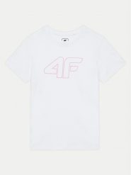 4F T-Shirt 4FJWMM00TTSHF1803 Biały Regular Fit. Białe koszulki i t-shirty dziewczęce 4F, bez wzorów, z bawełny, bez kołnierzyka, bez ramiączek. Za 49.99 zł.