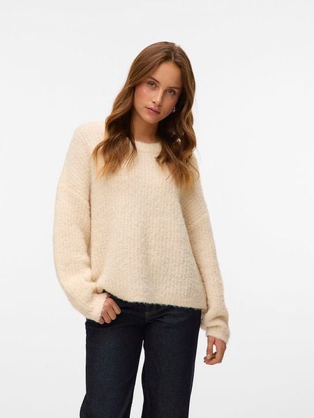 Vero Moda Sweter w kolorze beżowym rozmiar: XL. Brązowe swetry klasyczne damskie Vero Moda, xl, z wełny, bez kołnierzyka. Za 144.24 zł.