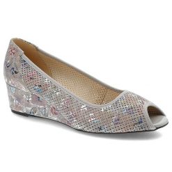 Szare Czółenka Gamis Damskie Buty Eleganckie. Szare czółenka damskie GAMIS, bez wzorów, ze skóry, bez obcasa, na koturnie. Za 199.00 zł.