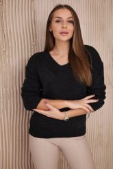 Sweter z dekoltem V grafitowy. Szare swetry klasyczne damskie KESI, l, z wełny, bez kołnierzyka, plus size. Za 139.05 zł.