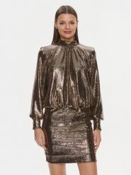 ViCOLO Sukienka koktajlowa FR0017 Złoty Regular Fit. Żółte sukienki damskie ViCOLO, bez wzorów, z syntetyku, wizytowe, bez ramiączek. Za 309.99 zł.