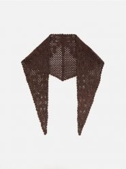Ażurowy szalik z bawełny - ciemnobrązowy. Brązowe szaliki damskie Reserved, w ażurowe wzory, z bawełny. Za 79.99 zł.