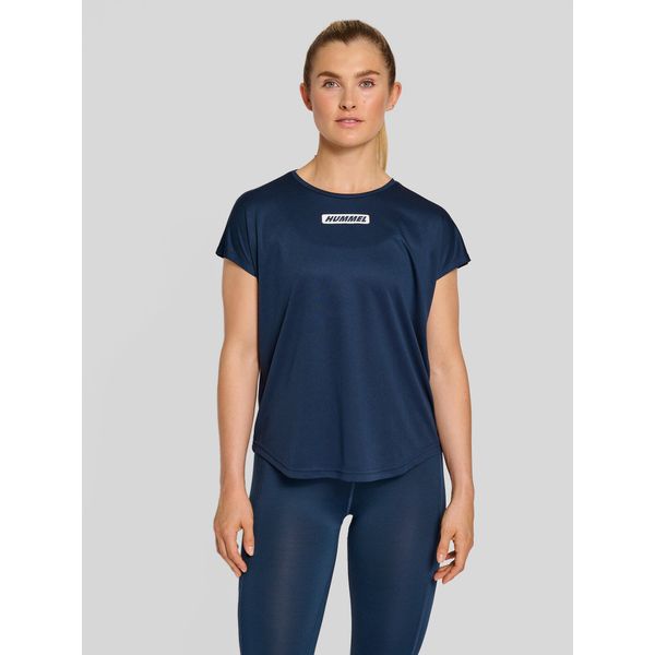 Koszulka damska Hummel TE Tola. Niebieskie bluzki damskie Hummel, xs, bez wzorów, bez kołnierzyka, bez ramiączek. Za 144.00 zł.