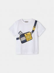 Mayoral T-Shirt 3018 Biały Regular Fit. Białe t-shirty i koszulki chłopięce Mayoral, bez wzorów, z bawełny, bez kołnierzyka, bez ramiączek. Za 49.99 zł.