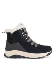 Rieker Revolution Lifestyle Trzewiki W0073-00 Czarny. Czarne botki damskie Rieker Revolution Lifestyle, ze skóry, bez obcasa, na płaskiej podeszwie, bez zapięcia. Za 384.99 zł.