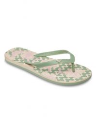 Klapki dla Kobiety TAHITI. Zielone klapki damskie Roxy, bez wzorów, z materiału, bez obcasa, bez zapięcia. Za 62.99 zł.