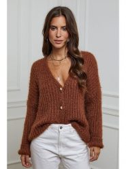 L'armoire de Suzette Kardigan w kolorze brązowym rozmiar: 38/40. Brązowe kardigany damskie L'armoire de Suzette, l, bez wzorów, ze splotem. Za 170.47 zł.