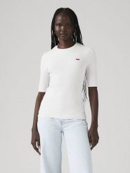 Levi's Koszulka "Luca" w kolorze białym rozmiar: XS. Białe bluzki damskie Levi's, s, bez wzorów, z bawełny, bez kołnierzyka, bez ramiączek. Za 79.59 zł.