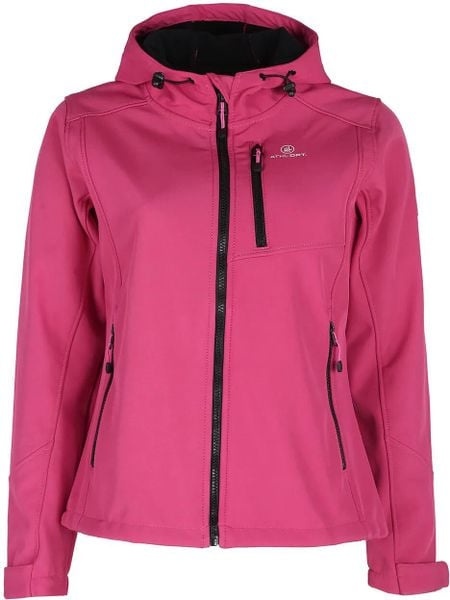 Damska kurtka softshell Athl. dpt. Octavia Fuksja Róż. Czerwone kurtki damskie Givova, na jesień, l, bez wzorów, z elastanu, bez kaptura. Za 258.99 zł.