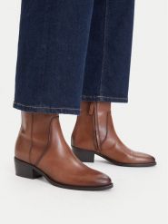 GINO ROSSI Botki C-WI44-GLAM-02 Brązowy jasny. Brązowe botki damskie Gino Rossi, bez obcasa, na słupku, bez zapięcia. Za 329.99 zł.