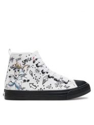 Tom & Jerry Trampki CS-SS24-122WBTJ Biały. Białe trampki dziewczęce Tom & Jerry, bez wzorów, z materiału, bez zapięcia. Za 79.99 zł.