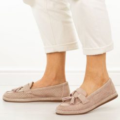 Różowe skórzane mokasyny damskie Filippo Dp7669/26. Czerwone mokasyny damskie Filippo, na lato, z jeansu, bez obcasa. Za 219.00 zł.