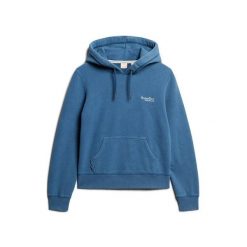 Bluza z logo dla kobiet Superdry Essential. Niebieskie bluzy damskie Superdry, bez wzorów, z kapturem. Za 349.55 zł.