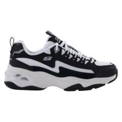 Buty do chodzenia damskie Skechers Dlites 40FANCY. Czarne obuwie sportowe damskie Skechers, z materiału, bez zapięcia, trekkingowe. Za 376.00 zł.