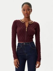 Elisabetta Franchi Kardigan MK-29B-56E2-V450 Bordowy Regular Fit. Czerwone kardigany damskie Elisabetta Franchi, bez wzorów, z syntetyku. Za 1,949.00 zł.