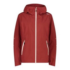 Kurtka przeciwdeszczowa z odpinanym kapturem damska CMP. Czerwone kurtki damskie CMP, bez wzorów. Za 418.40 zł.