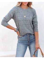 Milan Kiss Koszulka w kolorze szarym rozmiar: XL. Szare bluzki damskie Milan Kiss, xl, bez wzorów, bez kołnierzyka, bez ramiączek. Za 113.99 zł.