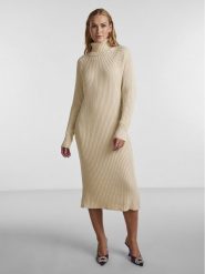 YAS Sukienka dzianinowa Mavi 26028660 Beżowy Regular Fit. Brązowe sukienki damskie YAS, bez wzorów, z bawełny, bez ramiączek. Za 179.99 zł.