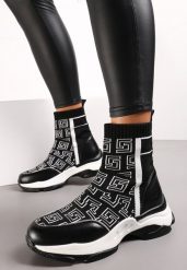 Czarne Skarpetkowe Sneakersy na Płaskiej Grubej Podeszwie Parnelia. Czarne obuwie sportowe damskie Renee, bez zapięcia. Za 74.99 zł.