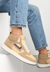 Ciemnobeżowe Sneakersy Maeramia. Brązowe obuwie sportowe damskie Renee, z dżerseju, bez zapięcia. Za 44.99 zł.