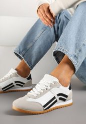 Białe Sneakersy Typu Klasyczne Tenisówki Zdobione Przeszyciami Zardiva. Białe obuwie sportowe damskie Renee, z jeansu, bez zapięcia, tenisowe. Za 69.99 zł.
