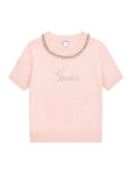 Guess Sweter J6RR14 Z2NQ2 Różowy Regular Fit. Czerwone swetry dziewczęce Guess, z aplikacjami, z wiskozy, bez kołnierzyka, bez ramiączek. Za 239.99 zł.