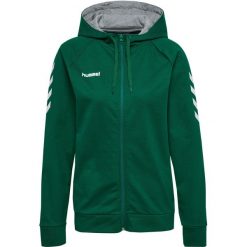 Bluza z kapturem do piłki ręcznej damska Hummel Go Cotton Zip Hoodie Woman. Zielone bluzy damskie Hummel, s, bez wzorów, z bawełny, z kapturem. Za 98.00 zł.