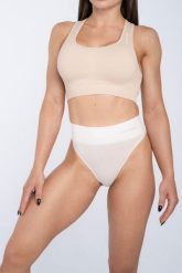 Stringi high waist. Białe stringi GYM GLAMOUR, bez wzorów, z koronki. Za 39.99 zł.