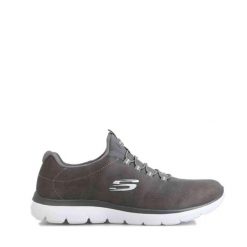 Buty damskie SKECHERS Summits Itz Bazik. Szare obuwie sportowe damskie Skechers, bez zapięcia, na fitness i siłownię. Za 189.99 zł.