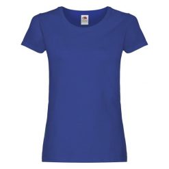 Oryginalna Bawełniana Koszulka Dla Kobiet. Niebieskie bluzki damskie Fruit of the Loom, xl, bez wzorów, z bawełny, sportowe, bez kołnierzyka, bez ramiączek. Za 32.99 zł.