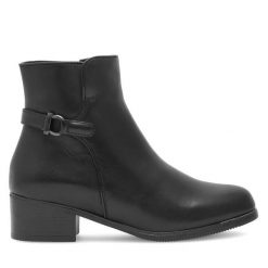 Botki Go Soft. Czarne botki damskie GO SOFT, bez obcasa, na płaskiej podeszwie, bez zapięcia. Za 259.99 zł.