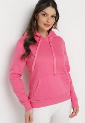 Różowa Bluza z Kapturem Kasseia. Czerwone bluzy damskie Born2be, l, bez wzorów, z dzianiny, z kapturem. Za 44.99 zł.