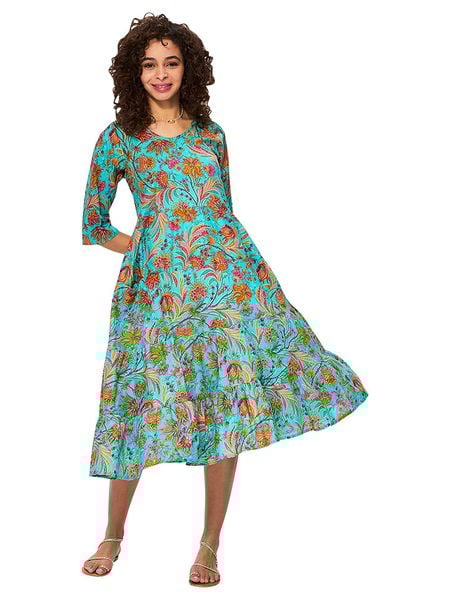 Aller Simplement Sukienka w kolorze turkusowo-pomarańczowym rozmiar: 38/40. Brązowe sukienki damskie Aller Simplement, bez wzorów, z bawełny, klasyczne, bez ramiączek. Za 87.40 zł.