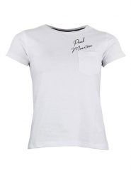 Peak Mountain Koszulka w kolorze białym rozmiar: S. Białe bluzki damskie Peak Mountain, s, bez wzorów, bez kołnierzyka, bez ramiączek. Za 56.99 zł.