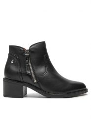 Pikolinos Botki W2D-8674 Czarny. Czarne botki damskie Pikolinos, ze skóry, bez obcasa, na słupku, bez zapięcia. Za 659.99 zł.