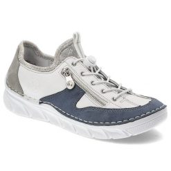 Białe Półbuty Rieker Modne Buty Damskie. Białe półbuty damskie Rieker, na wiosnę, bez wzorów, bez obcasa, bez zapięcia. Za 289.00 zł.