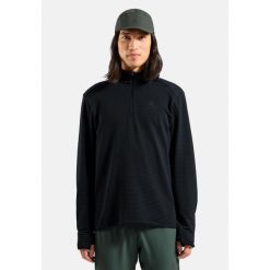 Bluza bez kaptura rozpinana Odlo Mid layer 1/2 zip ESSENTIAL THERMAL. Czarne bluzy damskie ODLO, bez wzorów, bez kaptura. Za 339.99 zł.