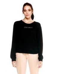 Damska bluza z okrągłym dekoltem Winter Chic Boxing Leone. Czarne bluzy damskie LEONE 1947 APPAREL, l, bez wzorów, z materiału, z kapturem. Za 147.31 zł.