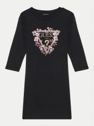Guess Sukienka codzienna J3YK13 KA6W4 Czarny Regular Fit. Czarne sukienki dziewczęce Guess, z aplikacjami, z bawełny, bez ramiączek, proste. Za 109.99 zł.