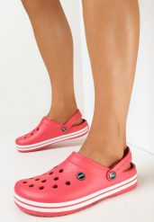 Czerwone Klapki z Ozdobnymi Wycięciami z Pianki Baseda. Czerwone klapki damskie Born2be, bez wzorów, bez obcasa, bez zapięcia. Za 14.99 zł.